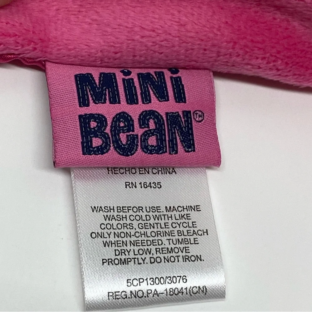 Mini Bean Little Cutie Baby Bear Lovey Security Blanket Pink Satin Trim & Back